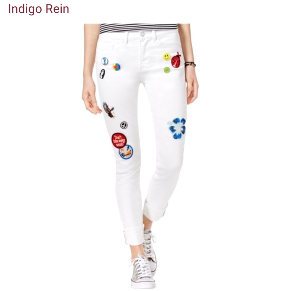 INDIGO REIN Patch Skinny Ankle Jean